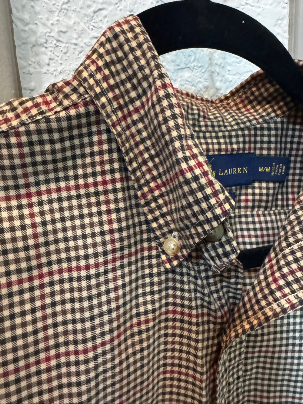 Ralph Lauren Men's Brown & Black Micro-Check Button-Down Shirt - Picture 3 of 4